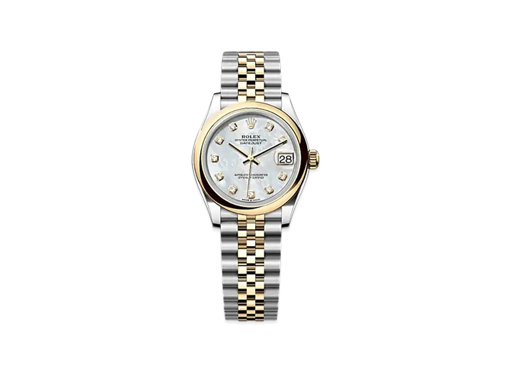 ROLEX Datejust 31 in Oystersteel and Yellow Gold "White"