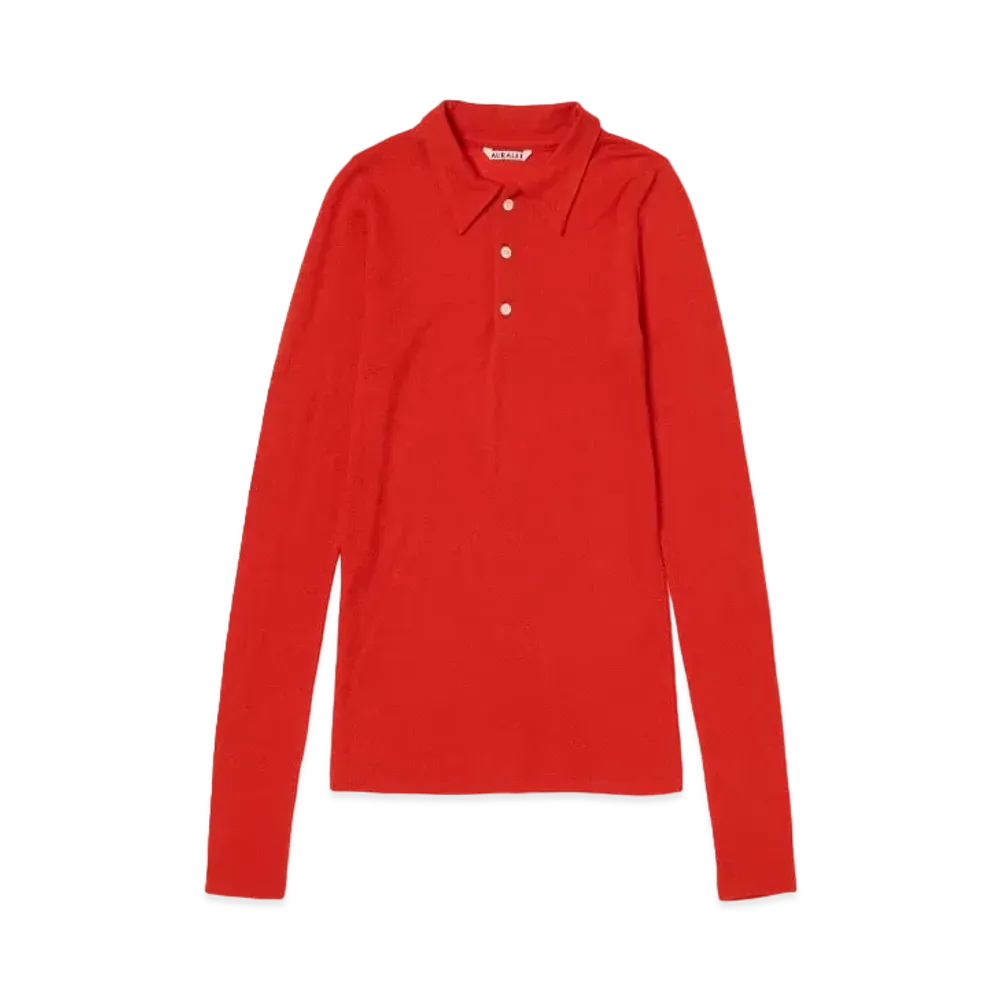 AURALEE Wool Amunzen Polo "Red"