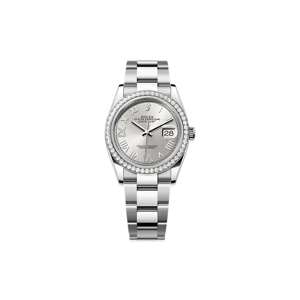 ROLEX Datejust 36 Oystersteel & White Gold Diamond "Silver"