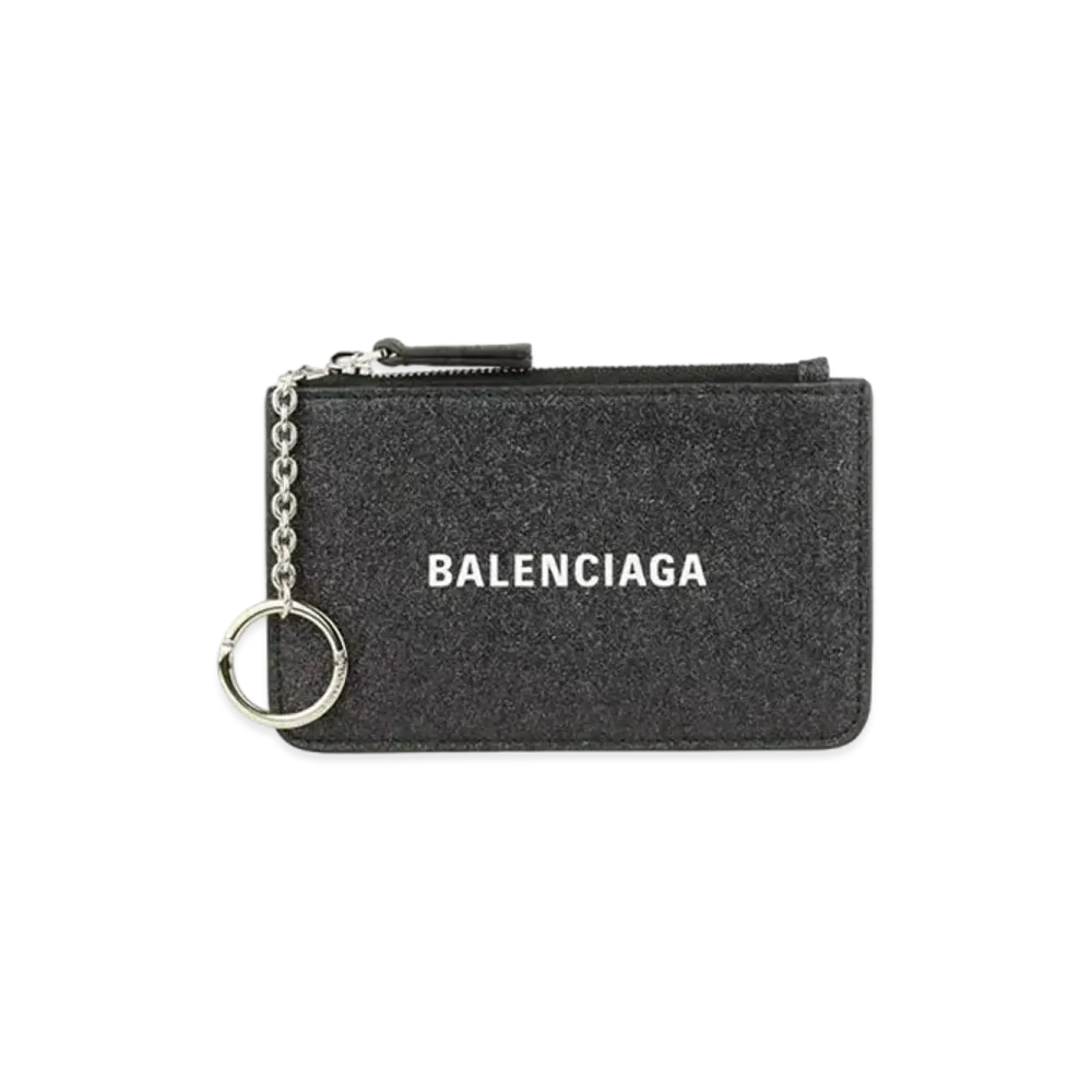 BALENCIAGA Glitter Coin Case "Black"