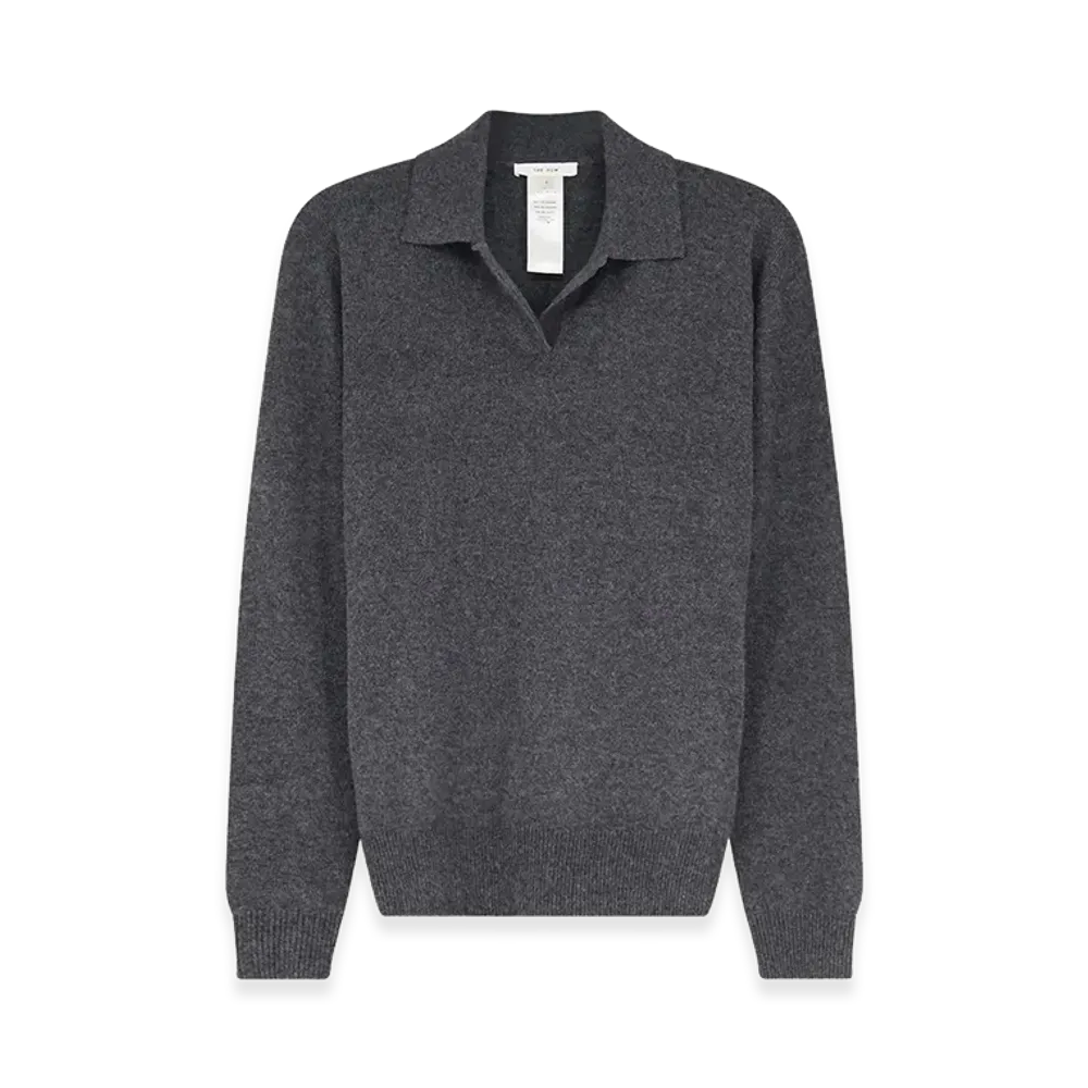 The Row Women's Cashmere Oashi Polo Shirt "Gray/Charcoal"