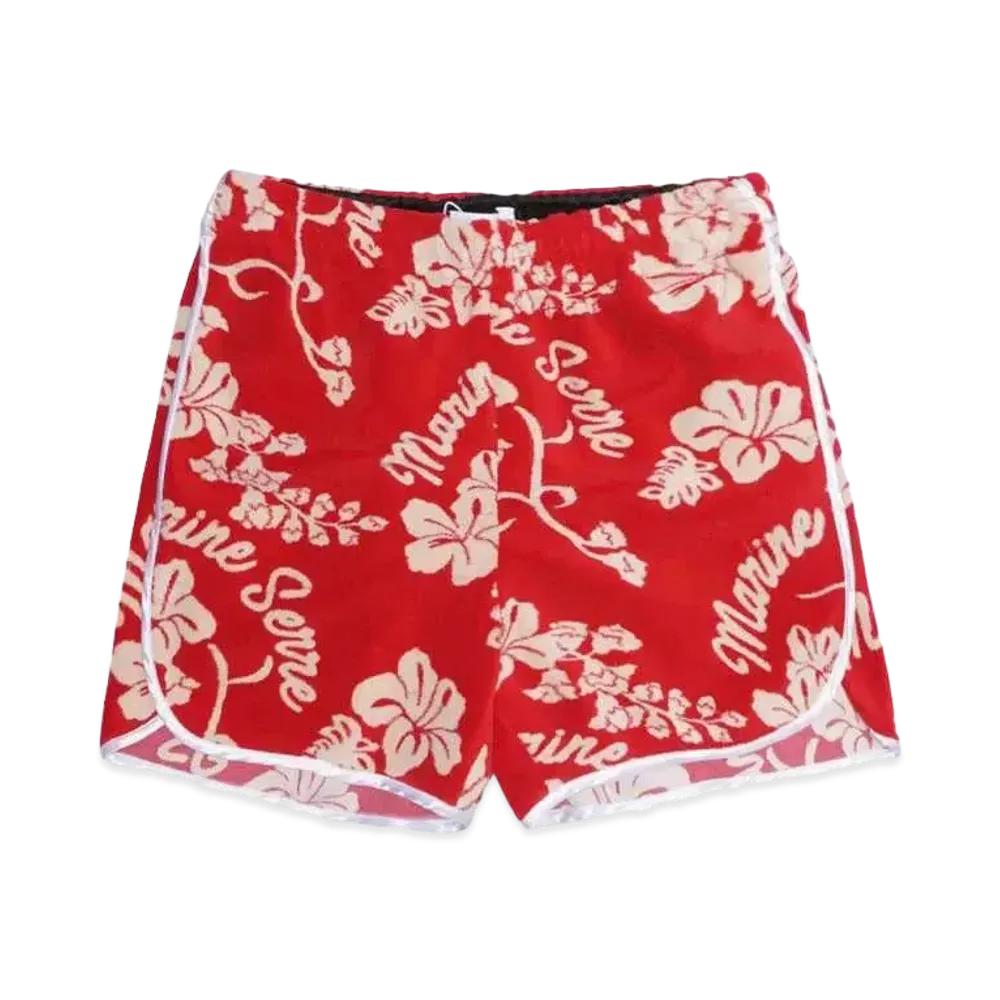 Marine serre JERSEY JACQUARD TOWELS SHORTS "RED"