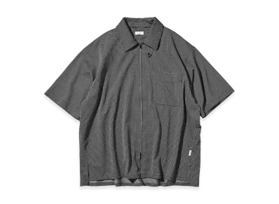 CLESSTE Mini Grid Check 36G Knit Everyday Zip Up S/S Shirt "Black/White"