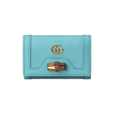 GUCCI Diana Medium Wallet With Bamboo "Light Blue"
