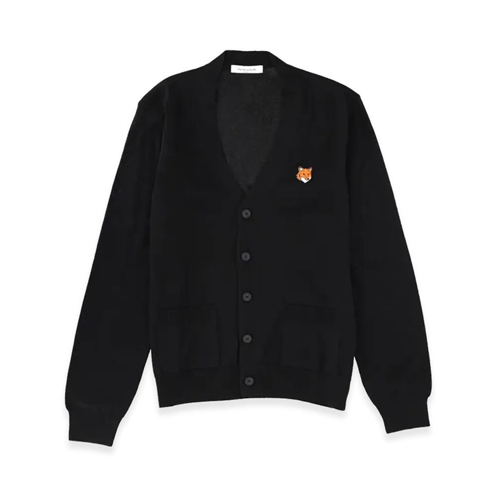Maison Kitsune Fox Head Merino Regular Cardigan "Black"