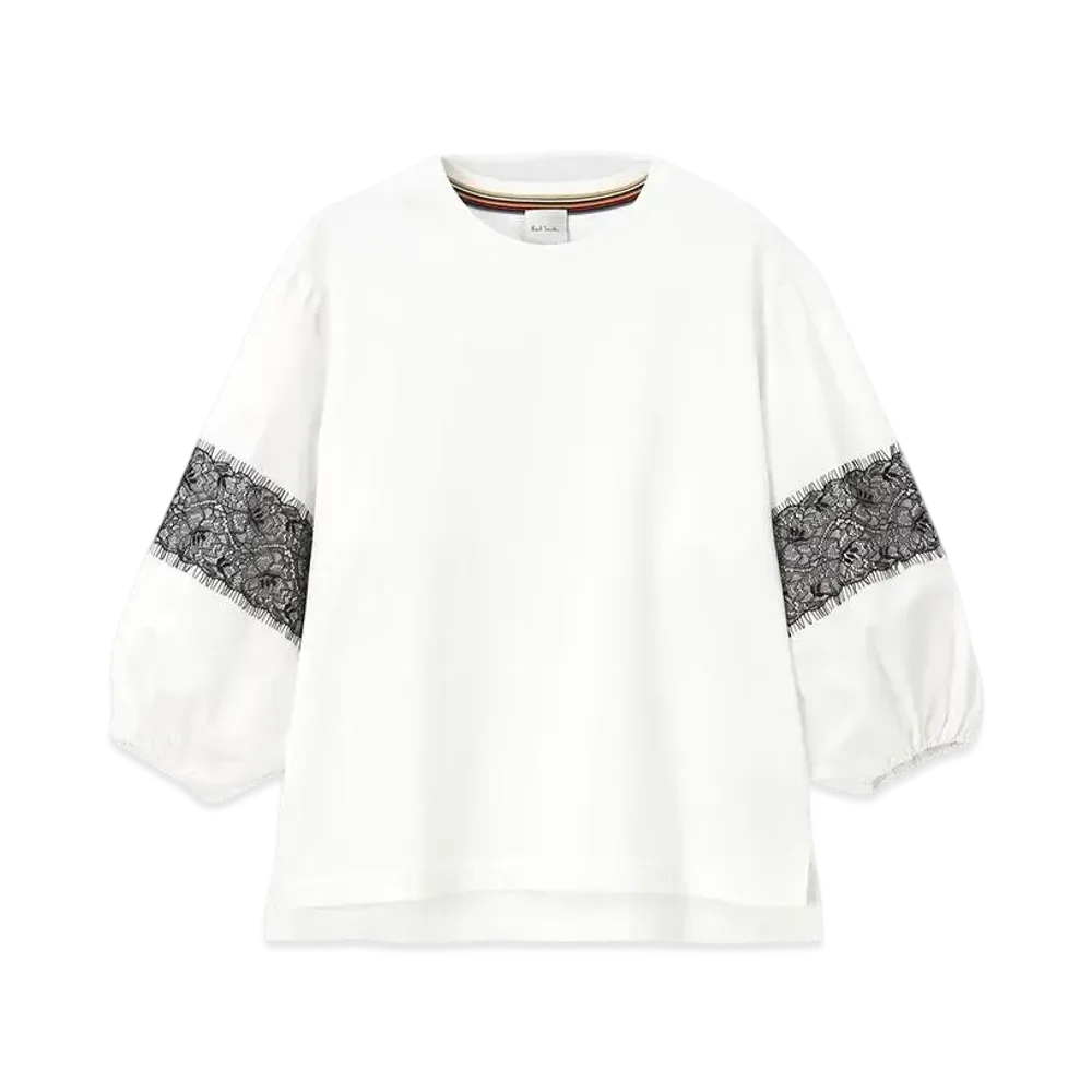 Paul Smith Women's Lace Combination Cut And Sew "White"