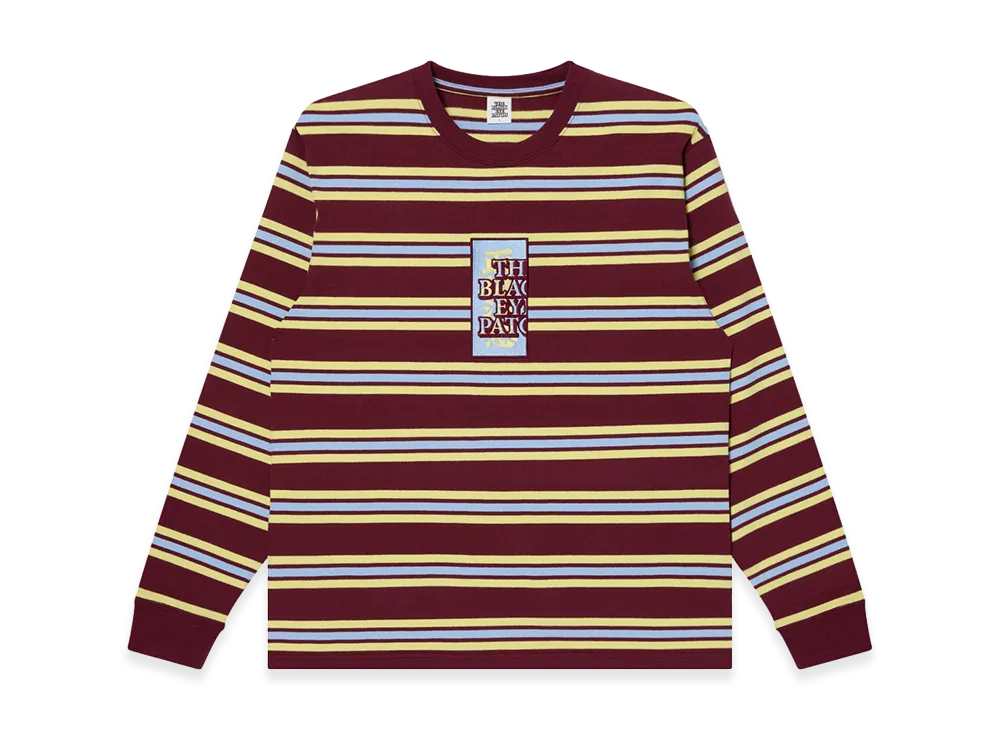 BlackEyePatch HWC Label Striped Heavyweight L/S Tee "Burgundy"