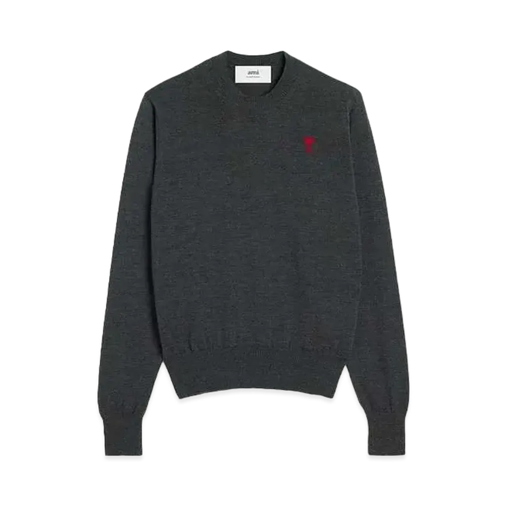 AMI PARIS Merino Wool Sweater "Heather Gray"