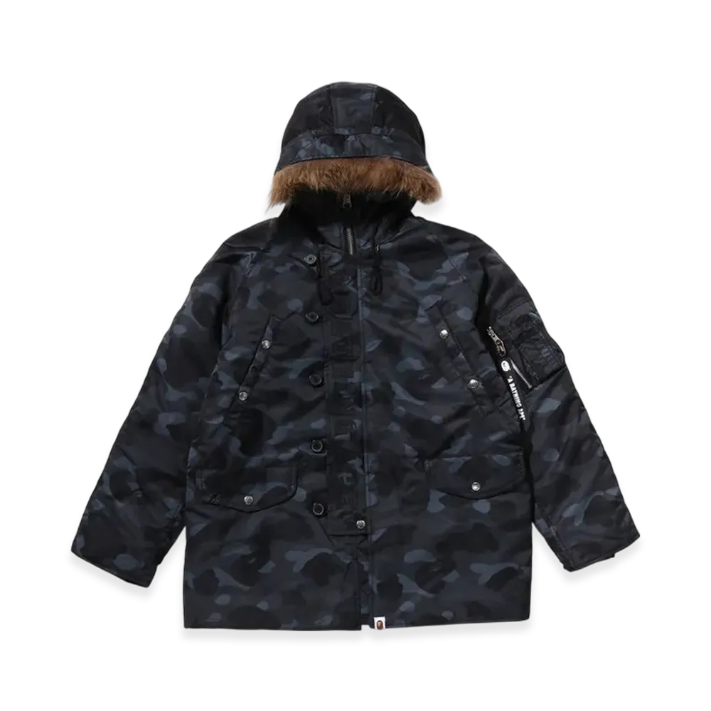 A BATHING APE Color Camo N-3B Padded Jacket "Black"