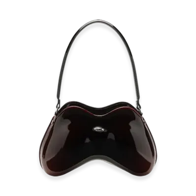 Diesel Double-D Shoulder Double-D-Rigid Shoulder Bag In Degrade Glossy Pu "Burgundy"