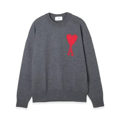 AMI PARIS ADC Crewneck Sweater "Grey/Red"