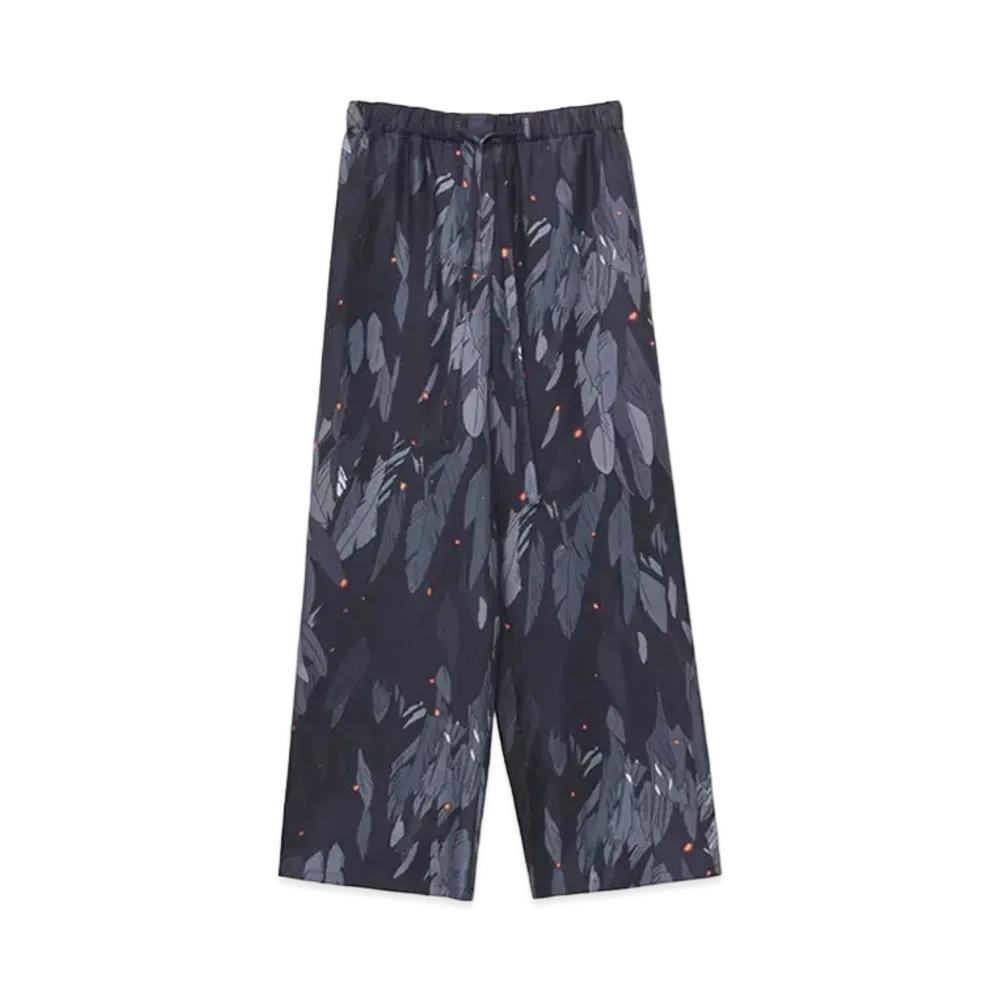 LOEWE x Howl's Moving Castle Feathers Pyjama Trousers In Silk "Navy Blue"