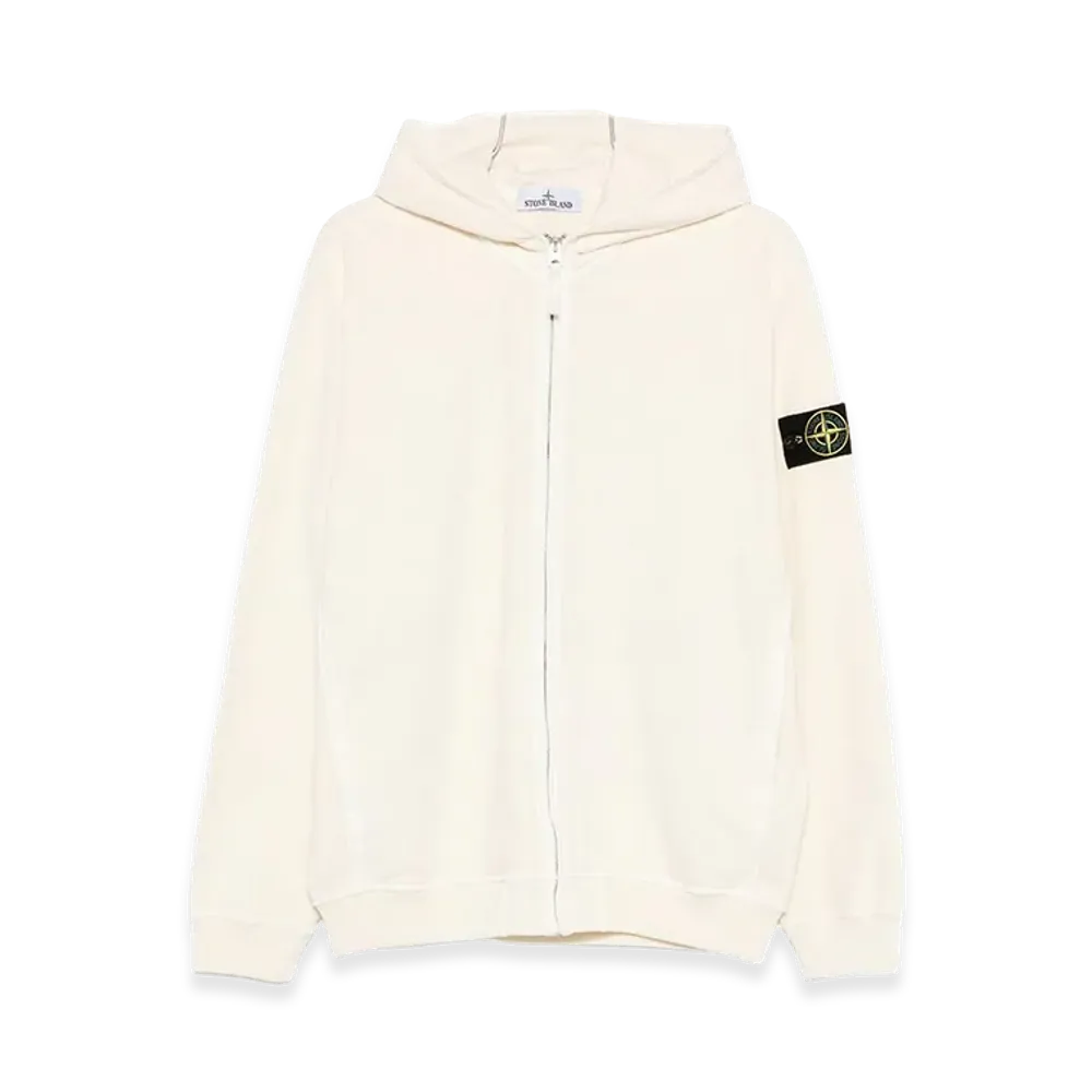 Stone Island Logo Patch Zip-Up Hoodie "White"