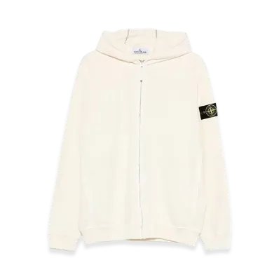 Stone Island Logo Patch Zip-Up Hoodie "White"