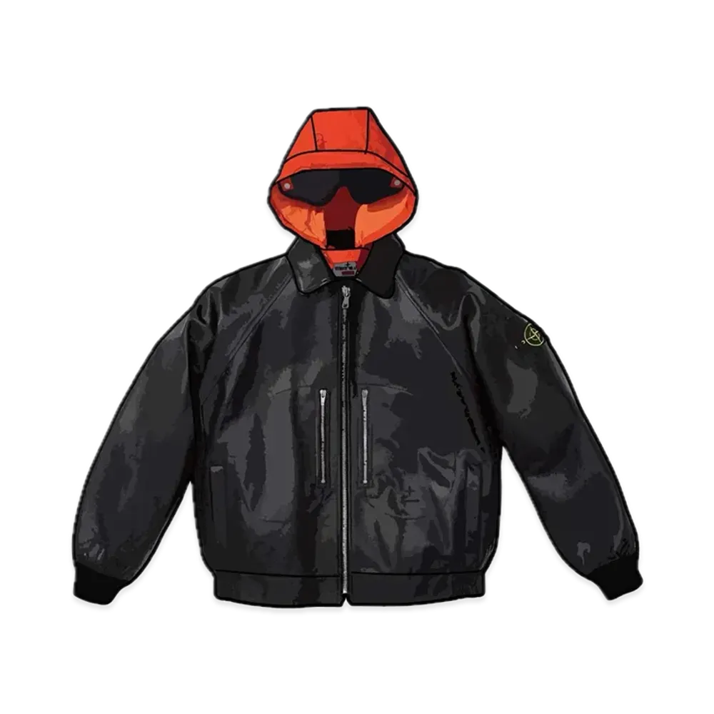 Supreme x Stone Island Leather Bomber Jacket "Black"