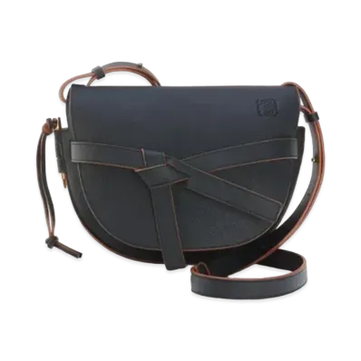 LOEWE Small Gate Bag In Pebble Grain Calfskin "Black"