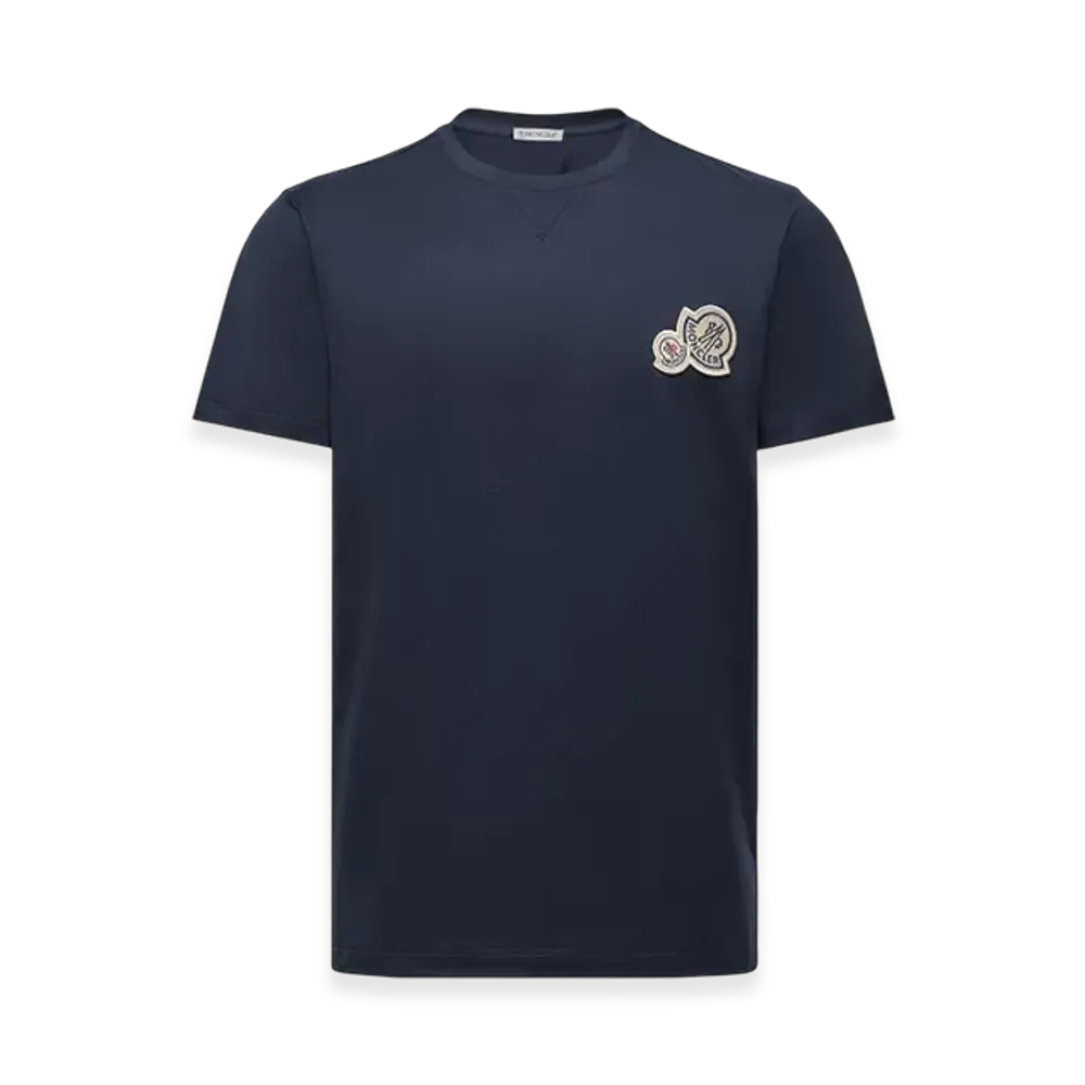 MONCLER Double Logo Patch Cotton T-Shirt "Dark Blue"
