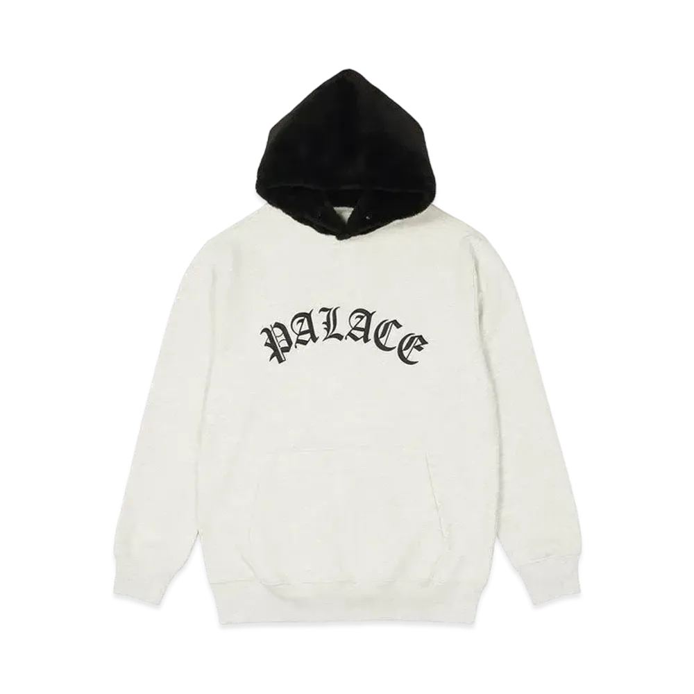 PALACE FAUX FUR HOOD "Grey Marl / Black"