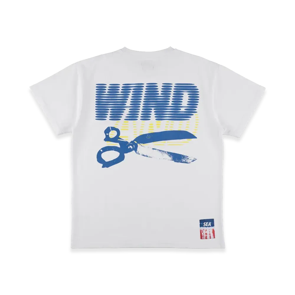 WIND AND SEA x DENHAM Line Halftone Scissors Sulfur Tee "White"