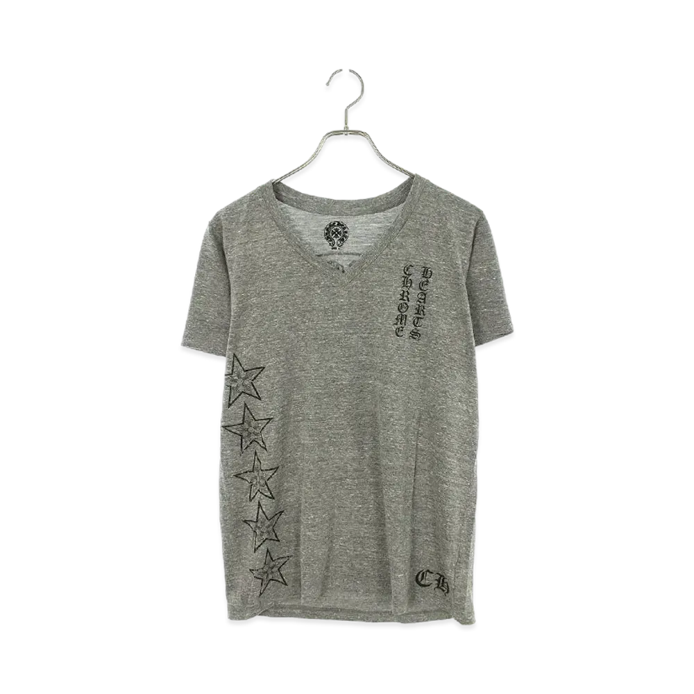 Chrome Hearts Logo Print V Neck T-Shirt "Gray"