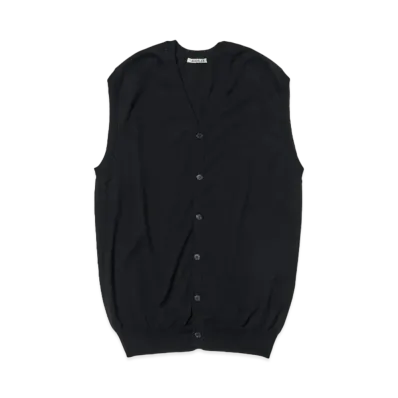AURALEE Cashmere Hard Twist Knit Long Vest "Black"