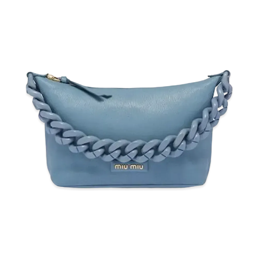 MIU MIU Miu Spirit Madras Leather Bag "Astral Blue"