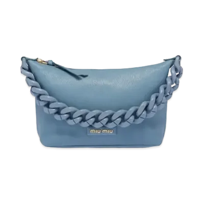 MIU MIU Miu Spirit Madras Leather Bag "Astral Blue"