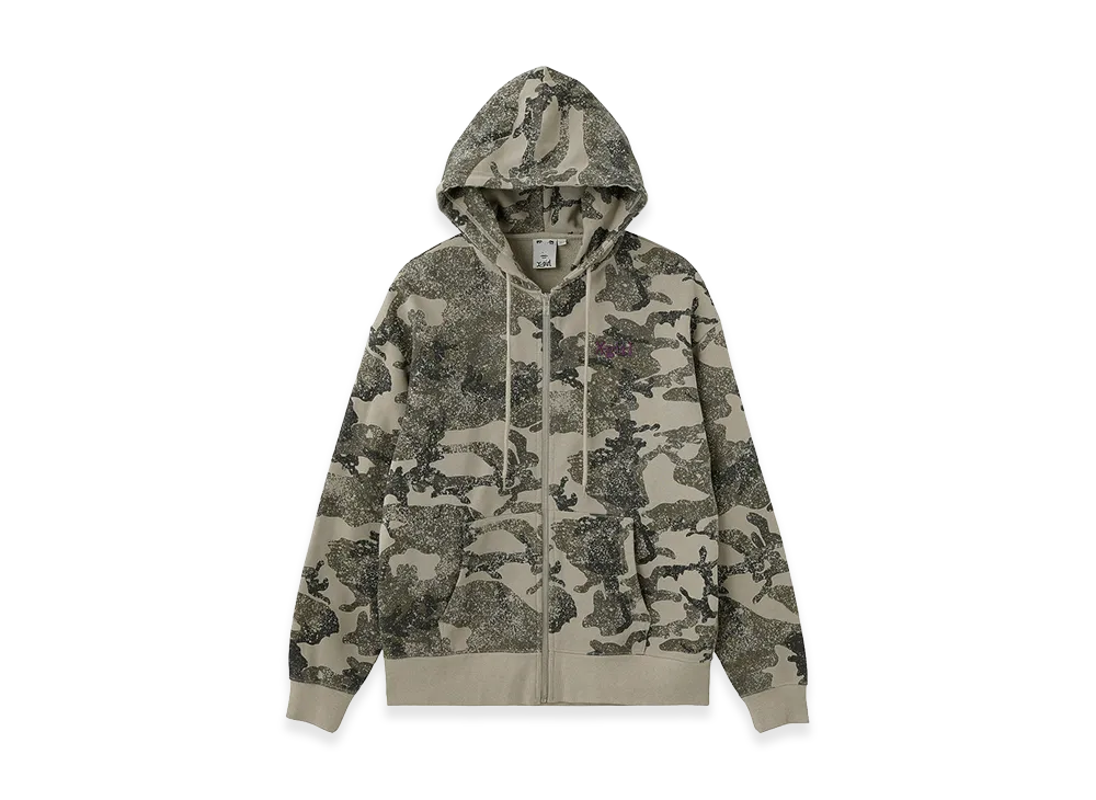 X-Girl Embroidered Logo Zip Up Sweat Hoodie "Camo"