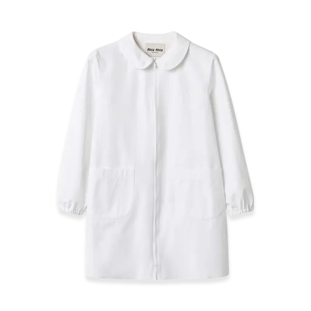 MIU MIU Women's Poplin and Jersey Mini Dress "White"