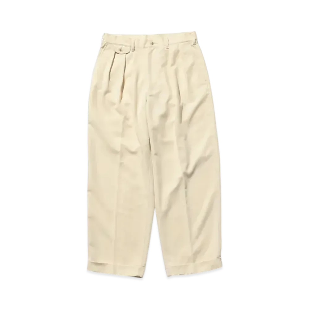 BEAMS 2 Pleats Trousers PE Twill "Oyster"