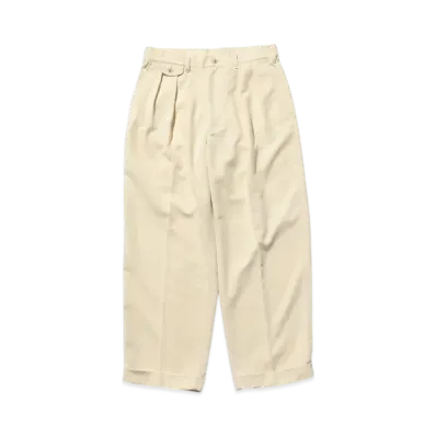 BEAMS 2 Pleats Trousers PE Twill "Oyster"