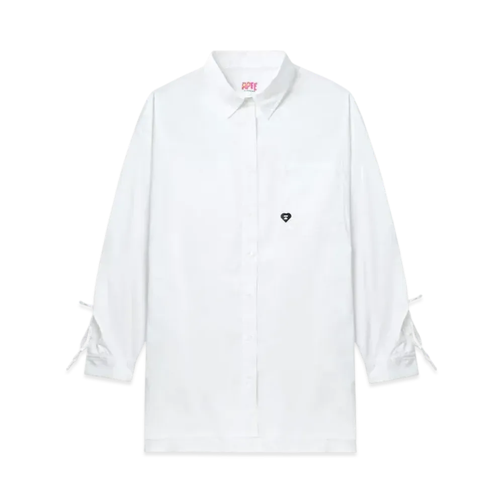 A BATHING APE Drawstring Details Boyfriend Shirt "White"