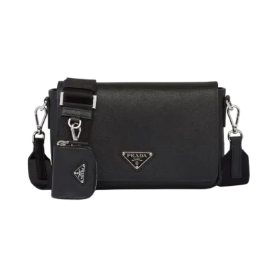 PRADA Saffiano Leather Shoulder Bag "Black"