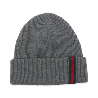 GUCCI Web Detail Beanie "Grey"