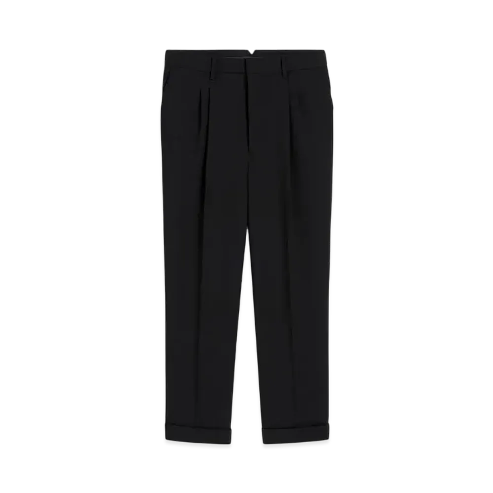 AMI PARIS Wool Carrot-Fit Pants "Black"