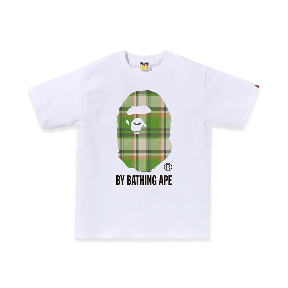 A BATHING APE Bape Check By Bathing Ape Tee "White/Green"