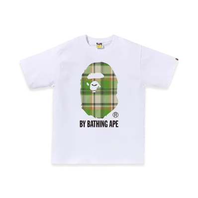 A BATHING APE Bape Check By Bathing Ape Tee "White/Green"