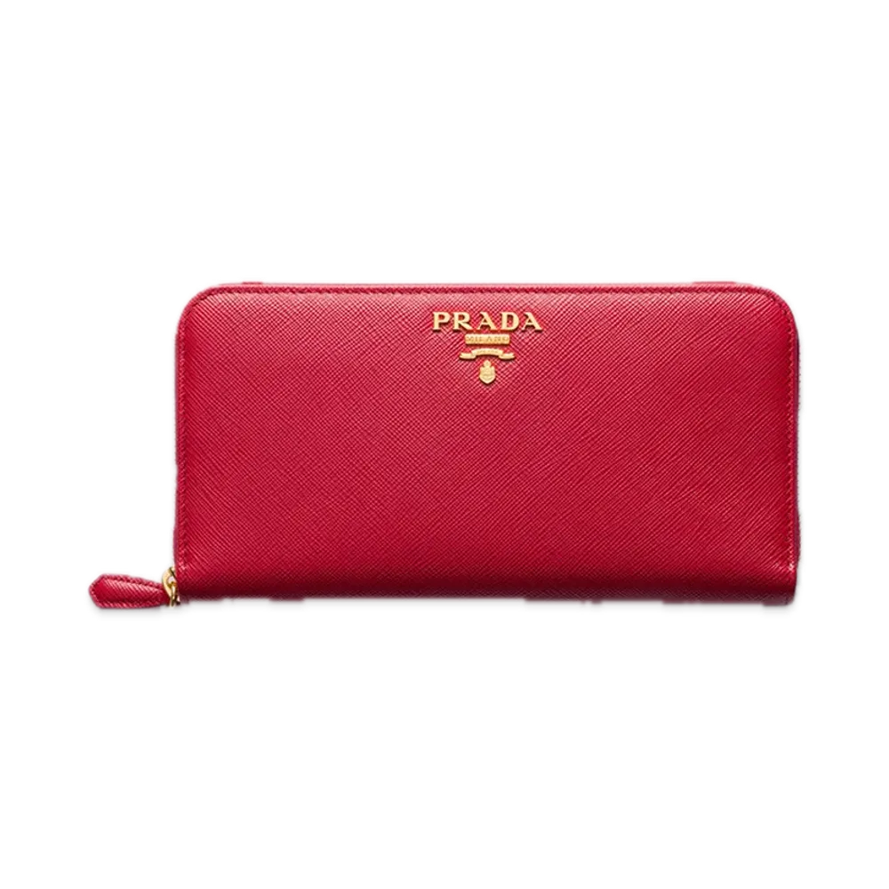 PRADA Saffiano Leather Zip-Around Long Wallet "Red"