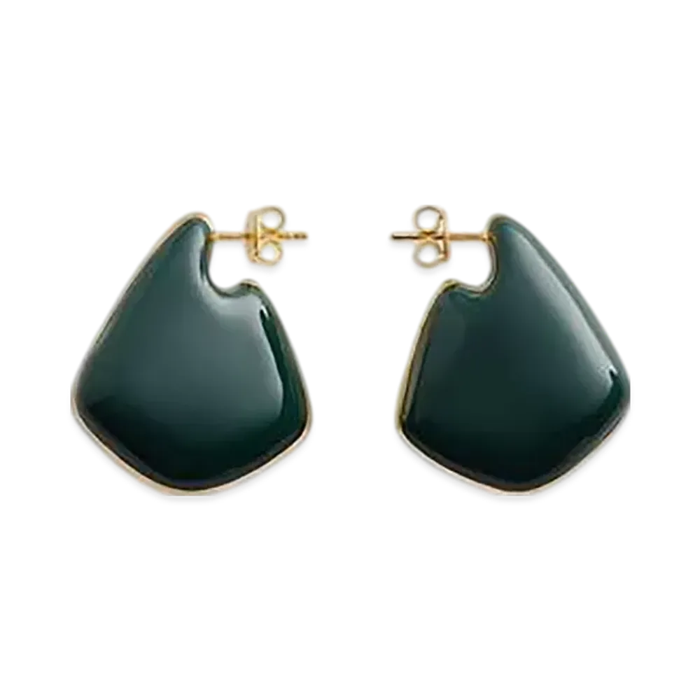 Bottega Veneta Small Fin Earrings "White/Dark Green"