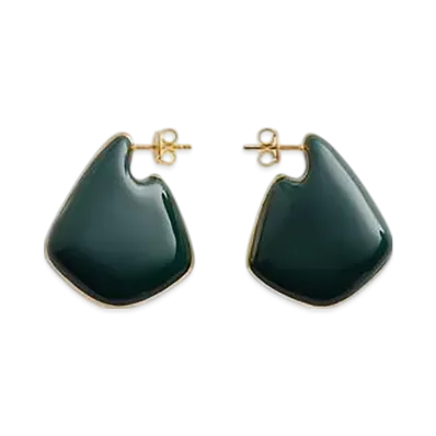 Bottega Veneta Small Fin Earrings "White/Dark Green"