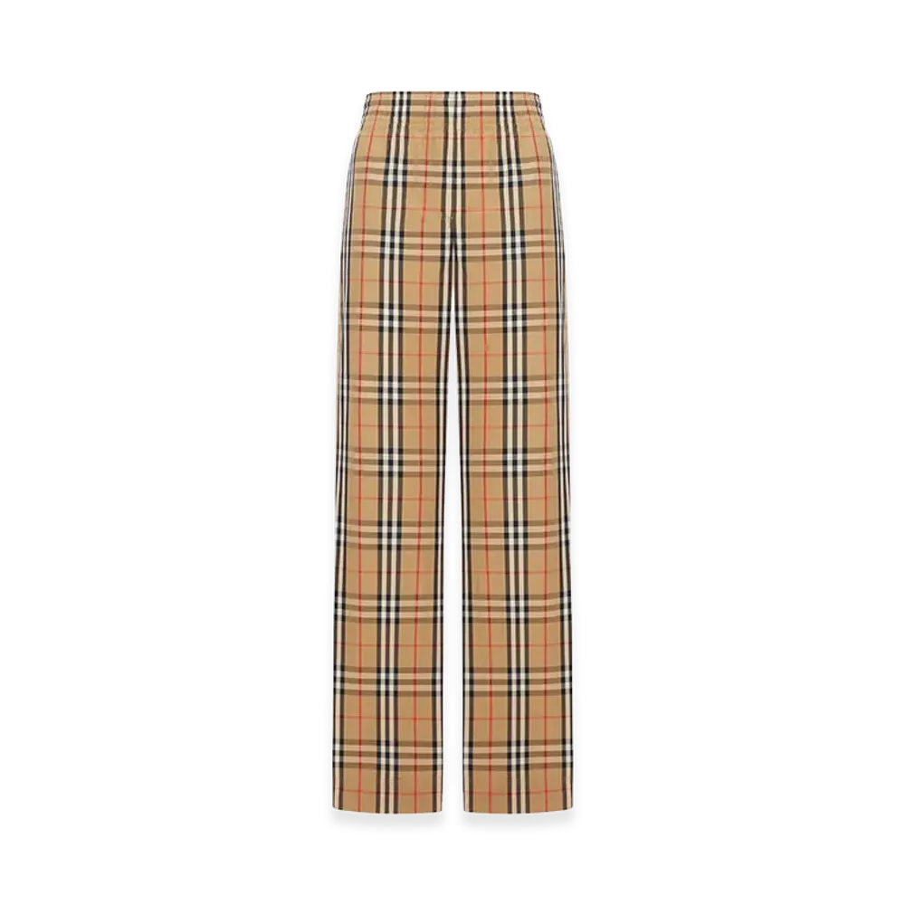 Burberry Women's Check Cotton Trousers "Beige"