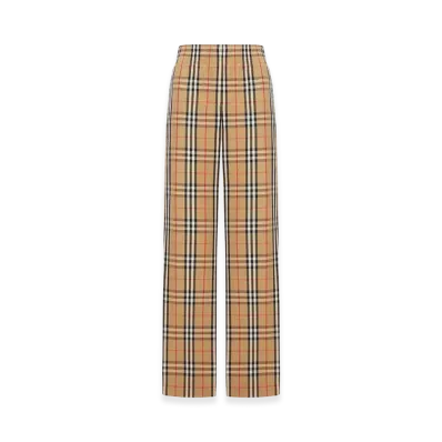 Burberry Women's Check Cotton Trousers "Beige"