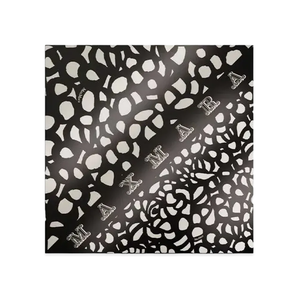 Max Mara Carre Pure Silk Printed Scarf "White/Black"