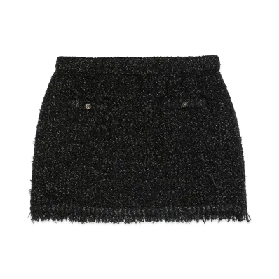GUCCI Women's Lame Mini Skirt "Black"