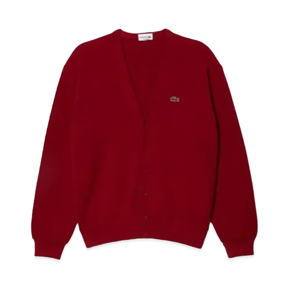 LACOSTE Organic Cotton V-Neck Cardigan "Bordeaux"