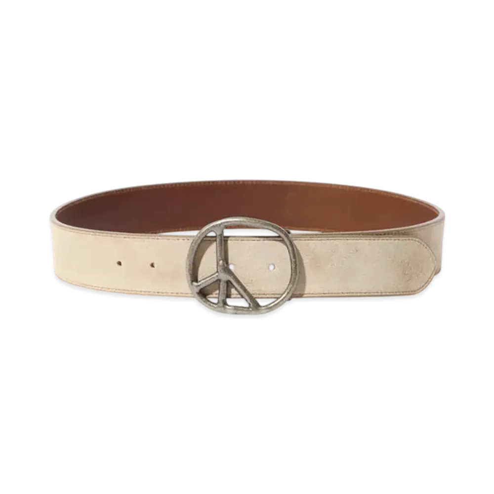 NEEDLES Peace Buckle Belt - Suede Lthr. "White"