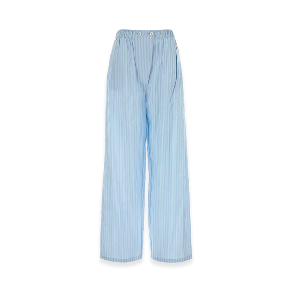 PRADA Women's Embroidered Silk Pyjama Pant "Light Blue"
