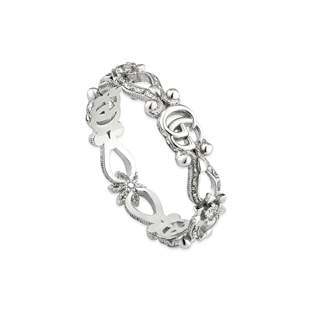 GUCCI Gucci Flora 18K Ring With Diamonds "Silver"