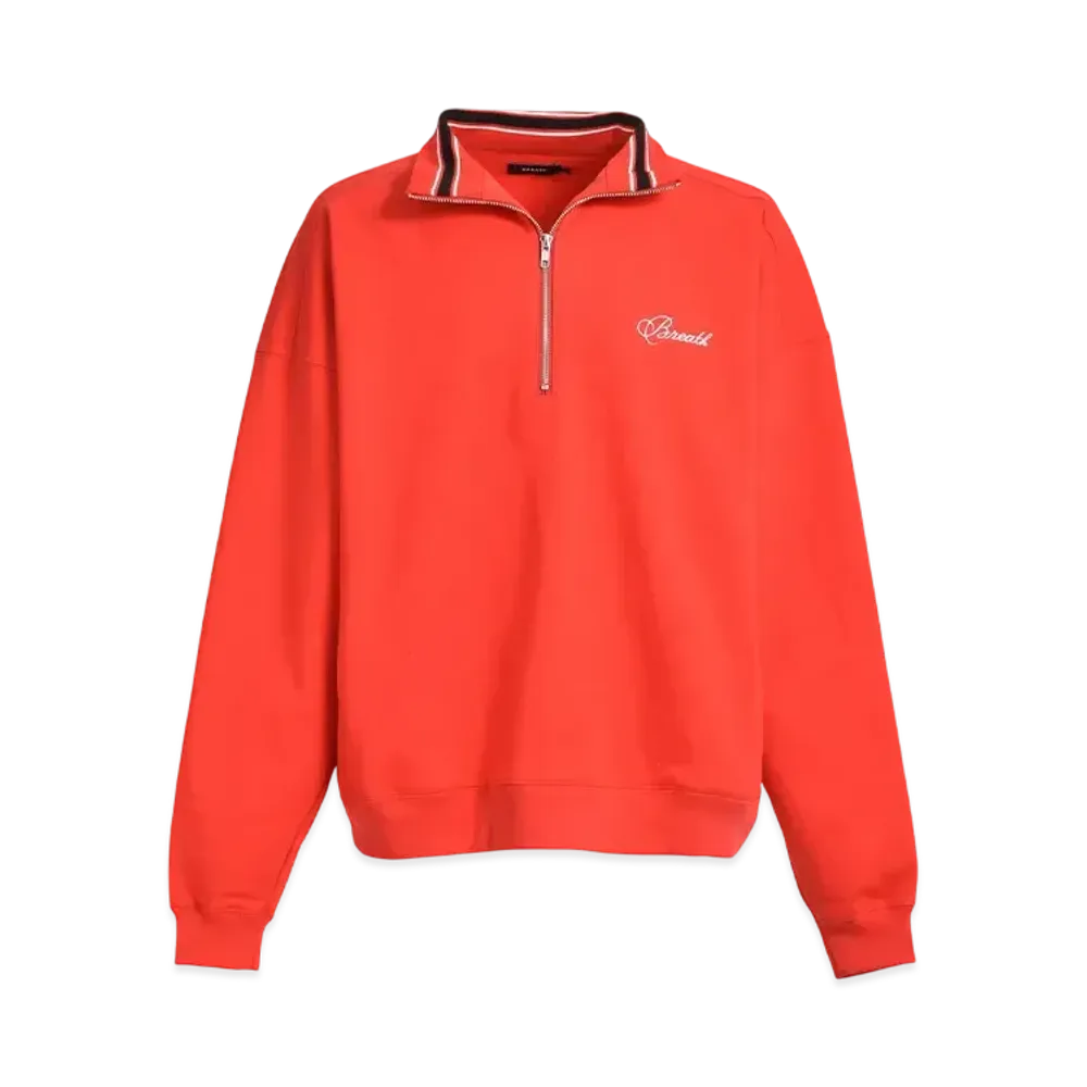 BREATH Script Logo Half Zip Sweat "Red"