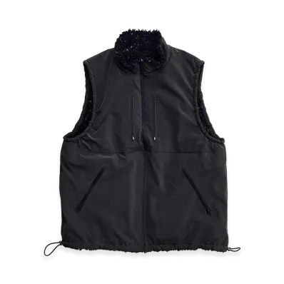 NICENESS Alison Shrunken Nylon & Molle Boa Reversible Vest "Gray/Navy"